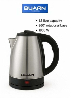 غلاية كهربائية بوارن بروفيشنال 1800 وات 1.8 لتر – KB-S103 مع هيكل من الفولاذ المقاوم للصدأ، حماية من الجفاف التلقائي، إيقاف تشغيل تلقائي، مؤشرات LED، تحكم في درجة الحرارة من المعدن المزدوج عالي الجودة، 220-240 فولت، 50/60 هرتز – فعالة وآمنة ومتينة للاستخدام اليومي